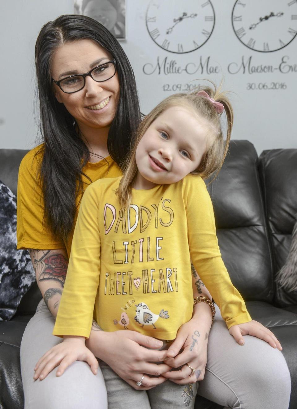 Cara Channer whose three-year-old daugahter Millie-Mae saved her life when she collapsed at home.  (SWNS)