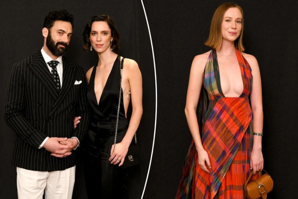 From left: Dynamic duo Morgan Spector and Rebecca Hall arrive at Ralph Lauren’s fall-holiday 2024 show, while actress Hannah Einbinder (“Hacks”) smiles for the camera. Images: Courtesy of Ralph Lauren
