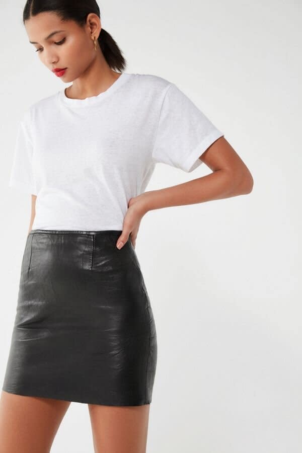 Vintage High-Rise Leather Mini Skirt 