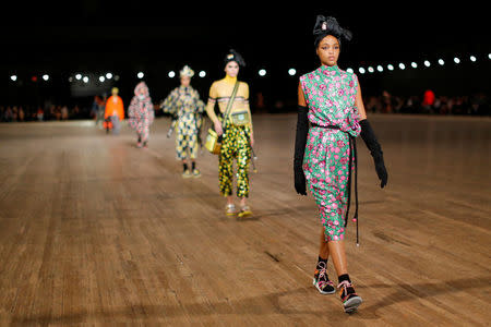 Models present creations from Marc Jacobs SS 2018 collection during New York Fashion Week in New York City, U.S. September 13, 2017. REUTERS/Eduardo Munoz