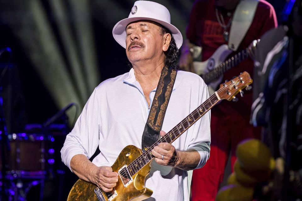 CLARKSTON, MICHIGAN - JULY 05: Carlos Santana of Santana performs at Pine Knob Music Theatre on July 05, 2022 in Clarkston, Michigan. (Photo by Scott Legato/Getty Images)