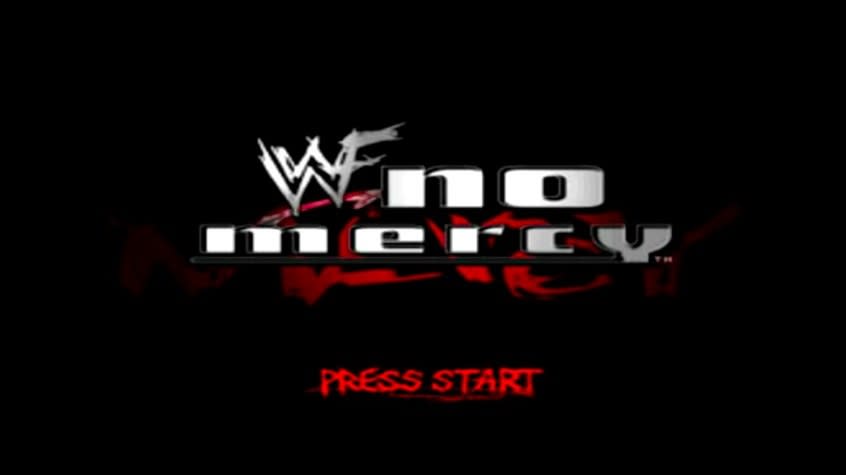 Opening image of WWF No Mercy, featuring the logo