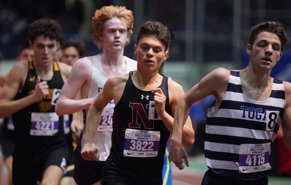 Nyack's Matt Schutzbank competes in the invitational mile at The JAMBAR Coaches Hall of Fame Invitational at Armory Track & Field Center in New York on Saturday, Dec 16, 2023.