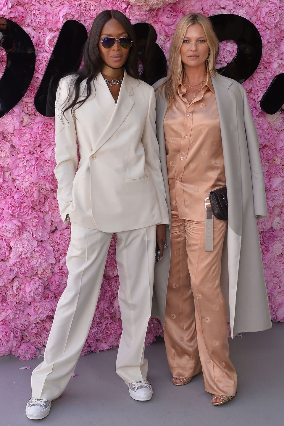 <p><strong>June 2018</strong> Naomi Campbell and Kate Moss matched in slouchy trouser suits for the Dior Homme show in Paris.</p>