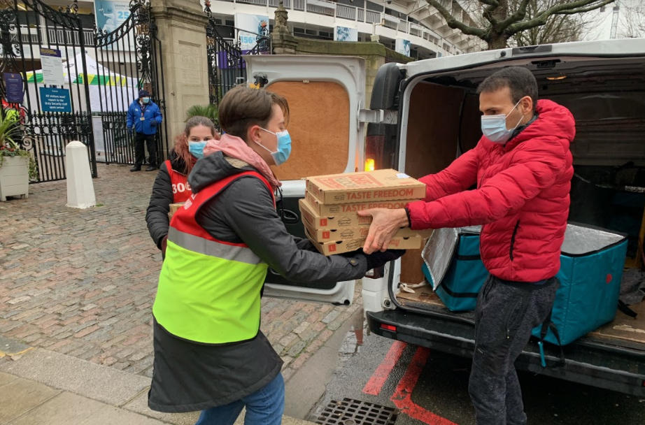With donations from partners including Wagamama, Pizza Hut, Morrisons and Tortilla, Deliveroo will send free meals to several vaccine sites across UK. Photo: Deliveroo