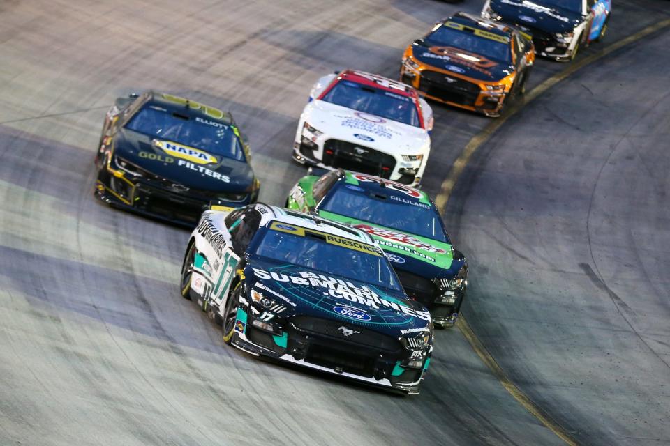 NASCAR Cup Series driver Chris Buescher (17) during the Bass Pro Shops Night Race at Bristol Motor Speedway.