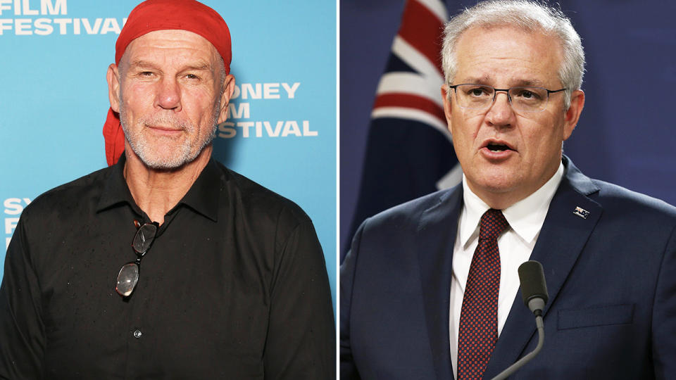 Peter FitzSimons and Scott Morrison, pictured here in 2020.