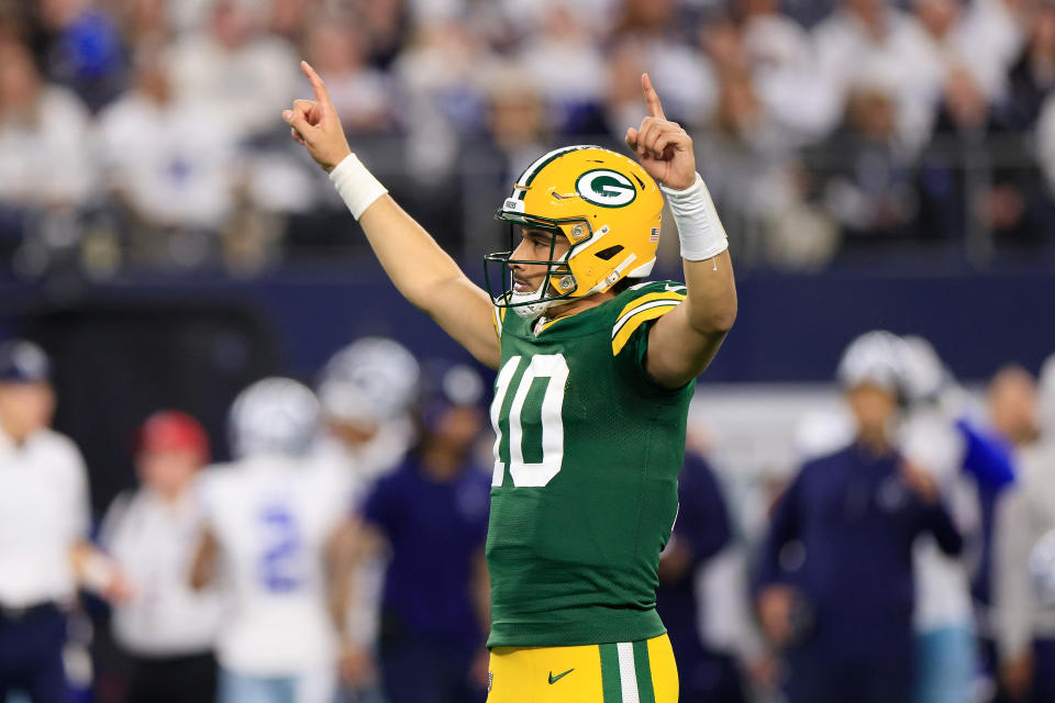 Everything appears to be pointing upward for Jordan Love, who broke out with a great 2023 season that has fantasy football managers excited about where to select him in 2024 drafts. (Photo by Ron Jenkins/Getty Images)