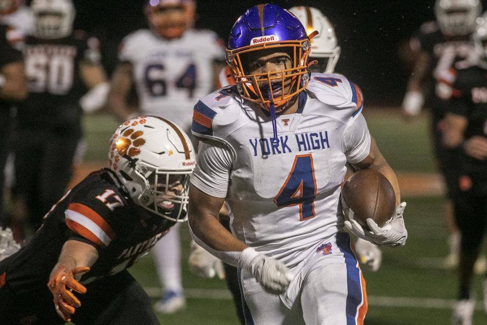 York High's Jahiem White finished his career second in YAIAA history and first in York High history with 5,758 rushing yards.