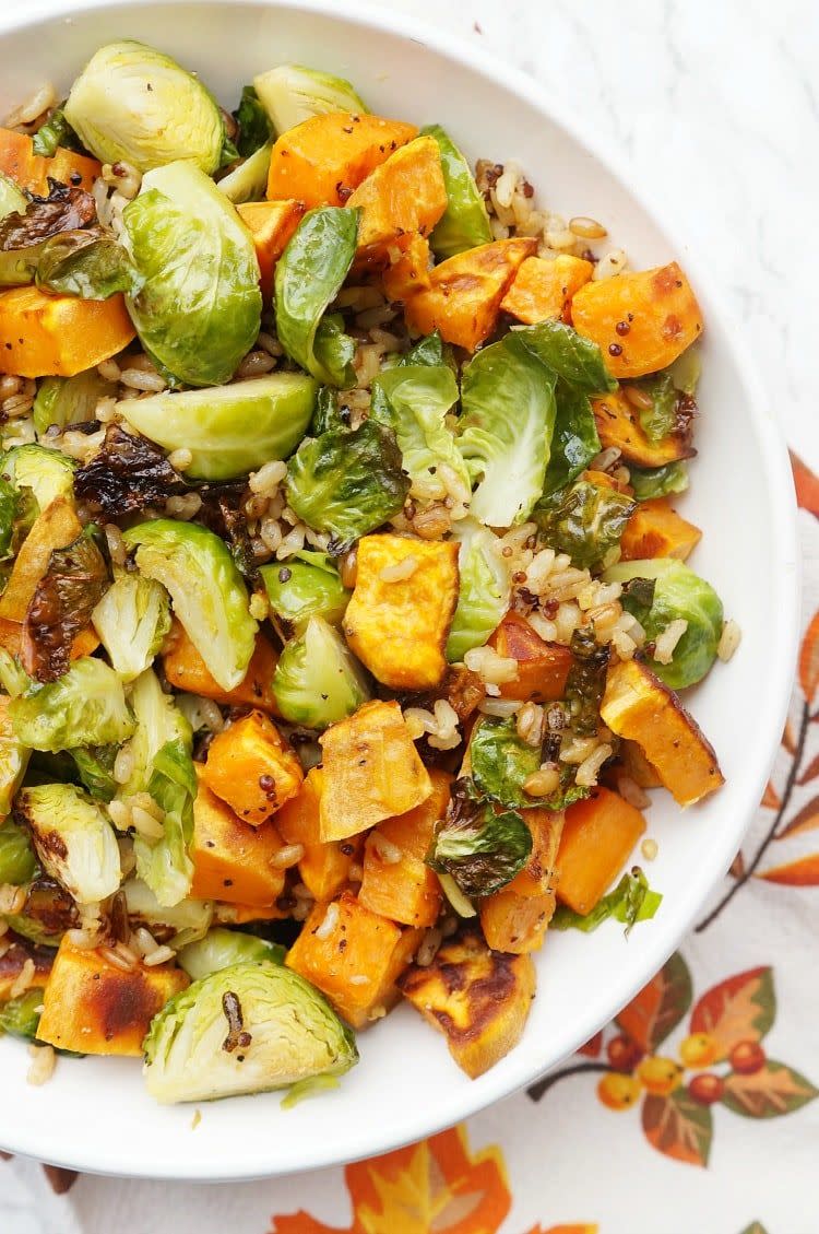 Warm Brussels Sprouts and Sweet Potato Salad