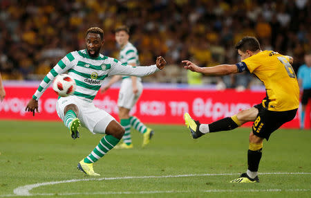 Soccer Football - Champions League - Third Qualifying Round Second Leg - AEK Athens v Celtic - Athens Olympic Stadium, Athens, Greece - August 14, 2018 Celtic's Moussa Dembele looks dejected after AEK Athens' Andre Simoes REUTERS/Alkis Konstantinidis