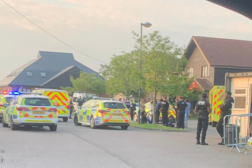 Emergency service vehicles at the hotel in North Weald on May 18