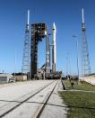 NASA's Lucy spacecraft, atop a United Launch Alliance Atlas 5 rocket, stands at Pad-41 at Cape Canaveral Space Force Station