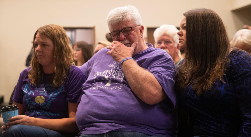 Members of Abby Williams' family attend a press conference addressing updates regarding the investigation of the murders of Abby Williams and Libby German, Monday, Monday, Oct. 31, 2022, at Delphi United Methodist Church in Delphi, Ind.<span class="copyright">Alex Martin—Journal and Courier/USA TODAY/Reuters</span>