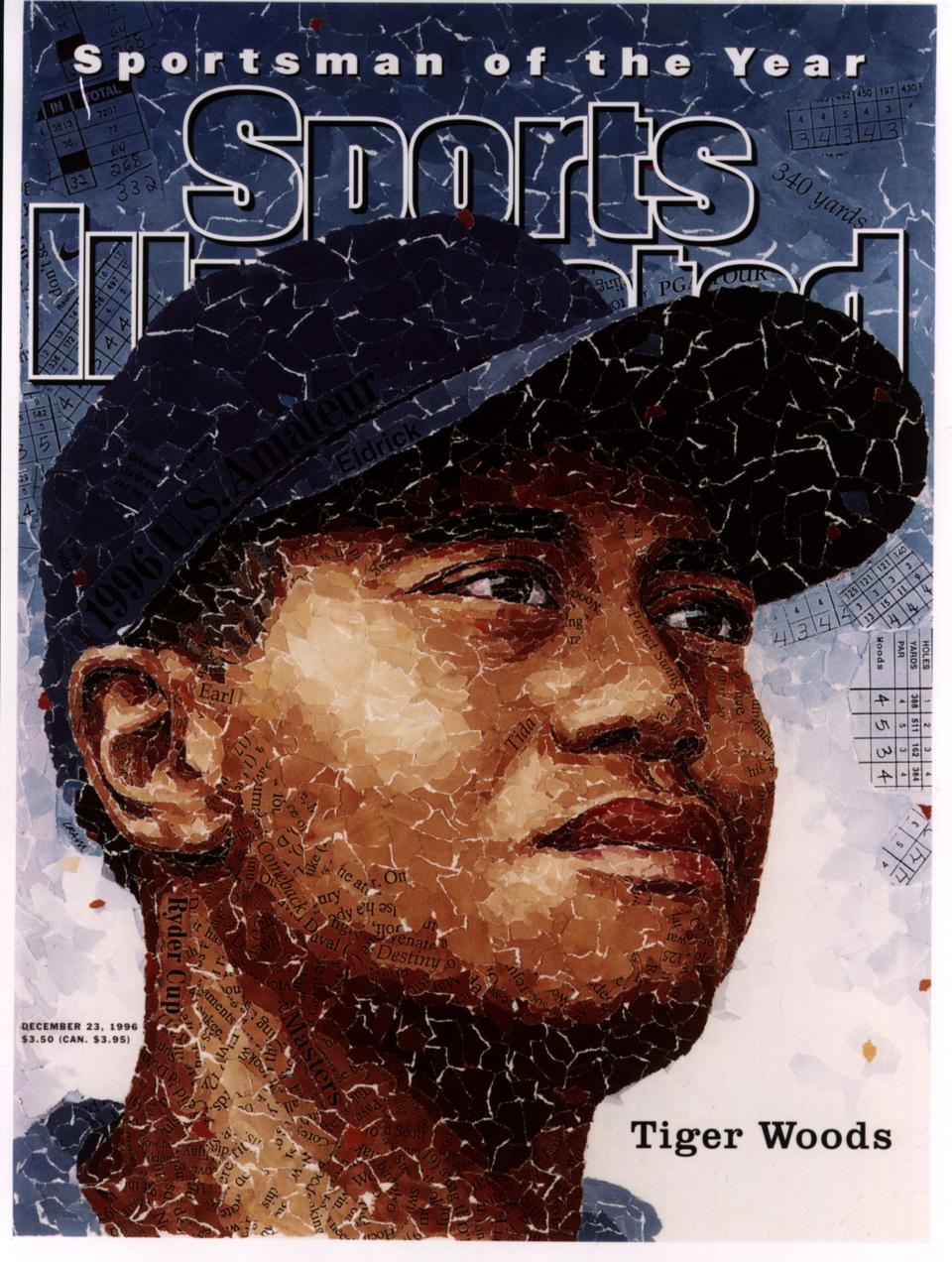 Golfer Tiger Woods appears on the Sports Illustrated cover for Dec. 23, 1996 as SI's Sportsman of the Year.