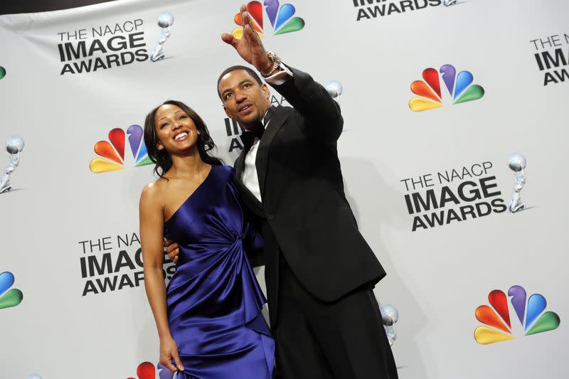 FILE PHOTO: Actress Meagan Good and actor Laz Alonso pose for pictures in the press room at The 44th NAACP Image Awards at the Shrine Auditorium in Los Angeles