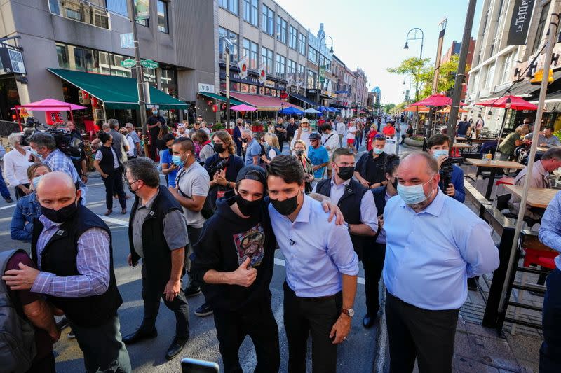 Canada's Prime Minister Justin Trudeau campaigns in Trois-Rivieres, Quebec