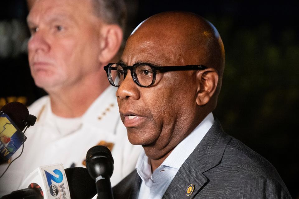 Morgan State University President David Wilson speaks at a news conference after a shooting on campus, Wednesday, Oct. 4, 2023, in Baltimore. Multiple people were wounded, none critically, in a shooting that interrupted a homecoming week celebration at the university in Baltimore on Tuesday and prompted an hourslong lockdown of the historically Black college. (AP Photo/Julia Nikhinson)