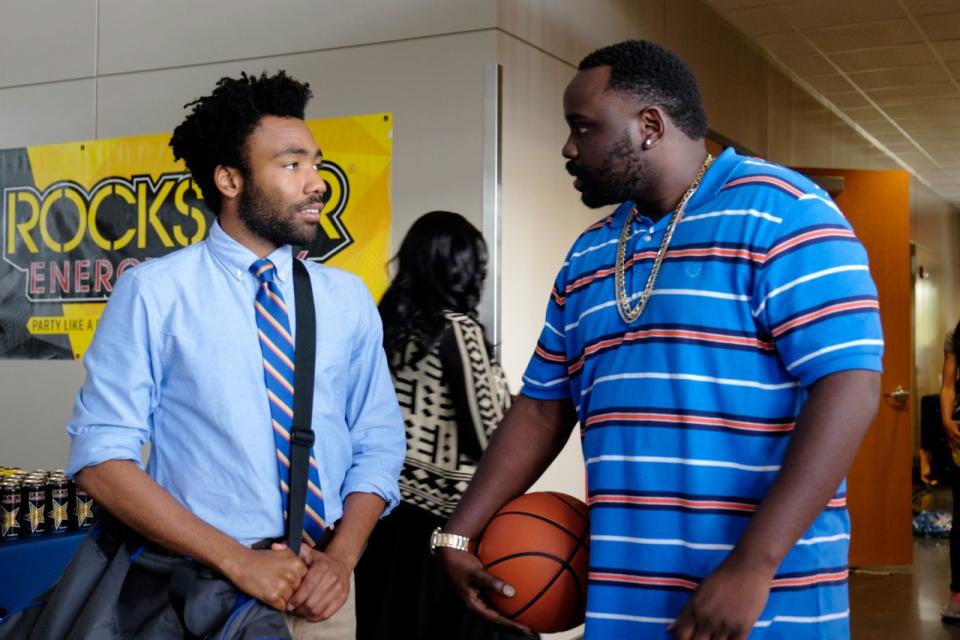 Donald Glover as Earnest “Earn” Marks and Brian Tyree Henry as Alfred “Paper Boi” Miles in <em>Atlanta</em>. (Credit: FX)