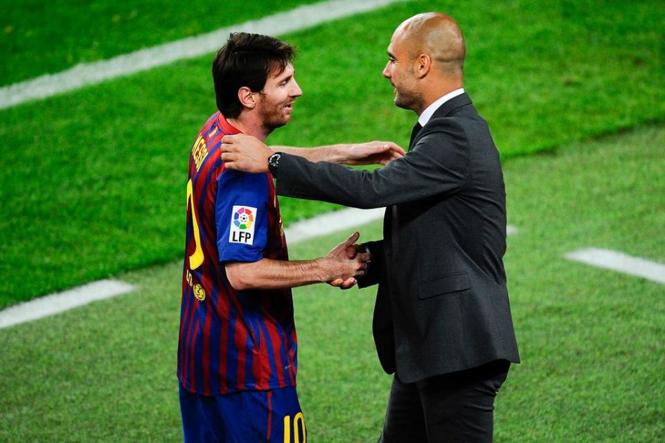 Lionel Messi with Pep Guardiola at Barcelona in 2012 (David Ramos/Getty Images)