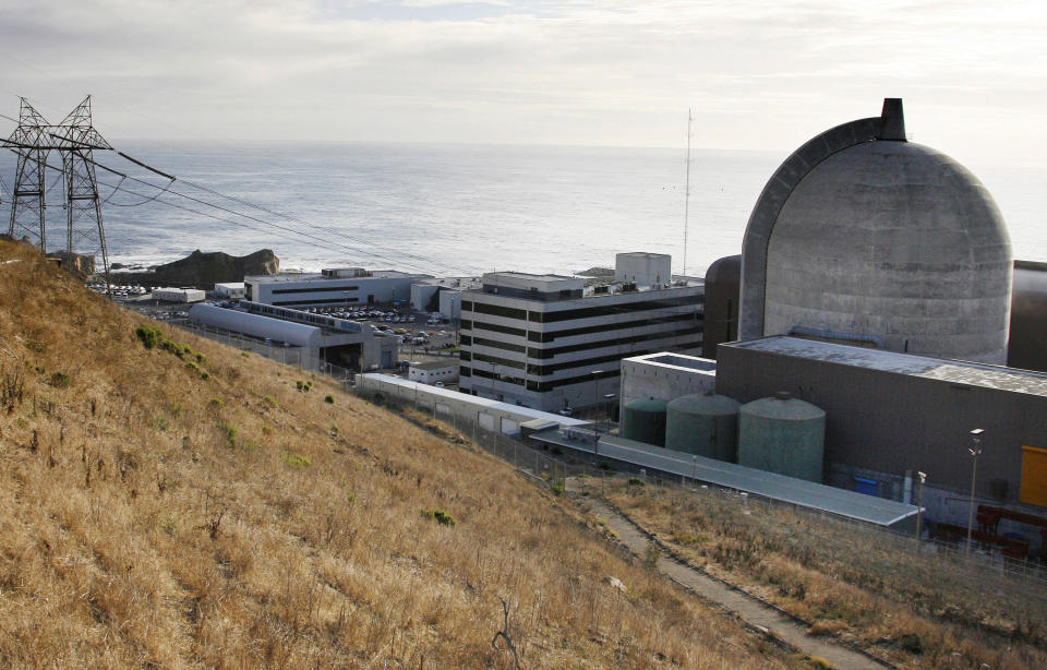 FILE - This Nov. 3, 2008 file photo, shows one of Pacific Gas and Electric's Diablo Canyon Power Plant's nuclear reactors in Avila Beach, Calif. Facing possible electricity shortages, Gov. Gavin Newsom on Friday, April 29, 2022, raised the possibility that the state's sole remaining nuclear power plant might continue operating beyond a planned closing by 2025. Newsom has no direct authority over the operating license for the nuclear power plant, but Newsom spokeswoman Erin Mellon said "The Governor is in support keeping all options on the table to ensure we have a reliable (electricity) grid.(AP Photo/Michael A. Mariant, File)