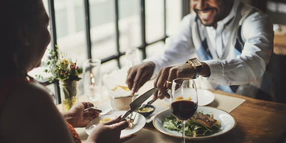 Couple at a fine dining restaurant