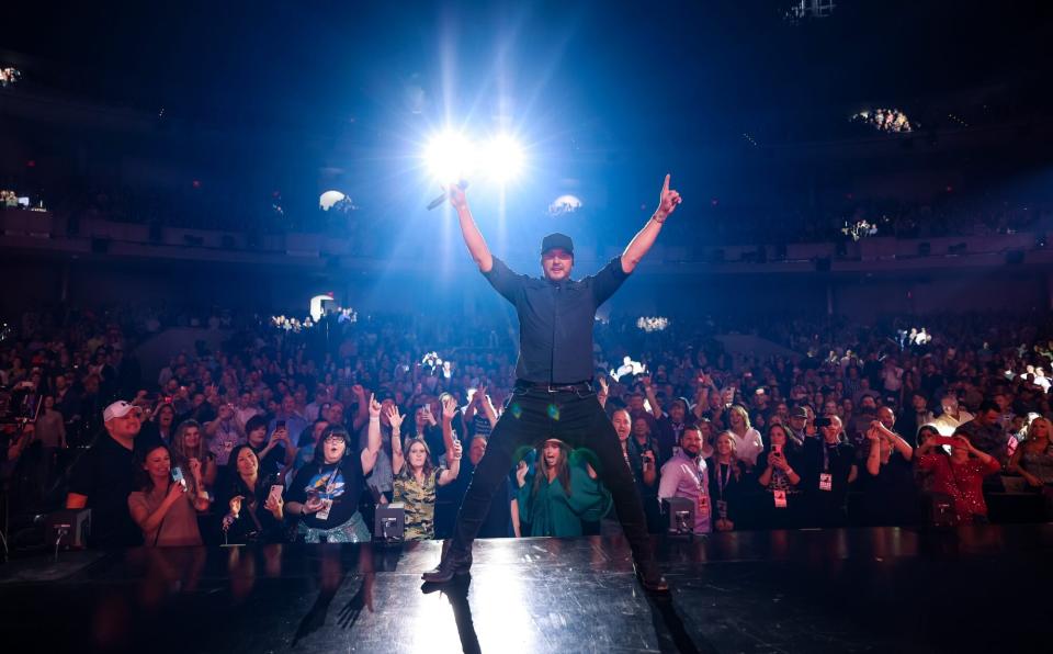 Luke Bryan performs during the opening night of his residency at Resorts World Las Vegas on February 11, 2022 in Las Vegas, Nevada