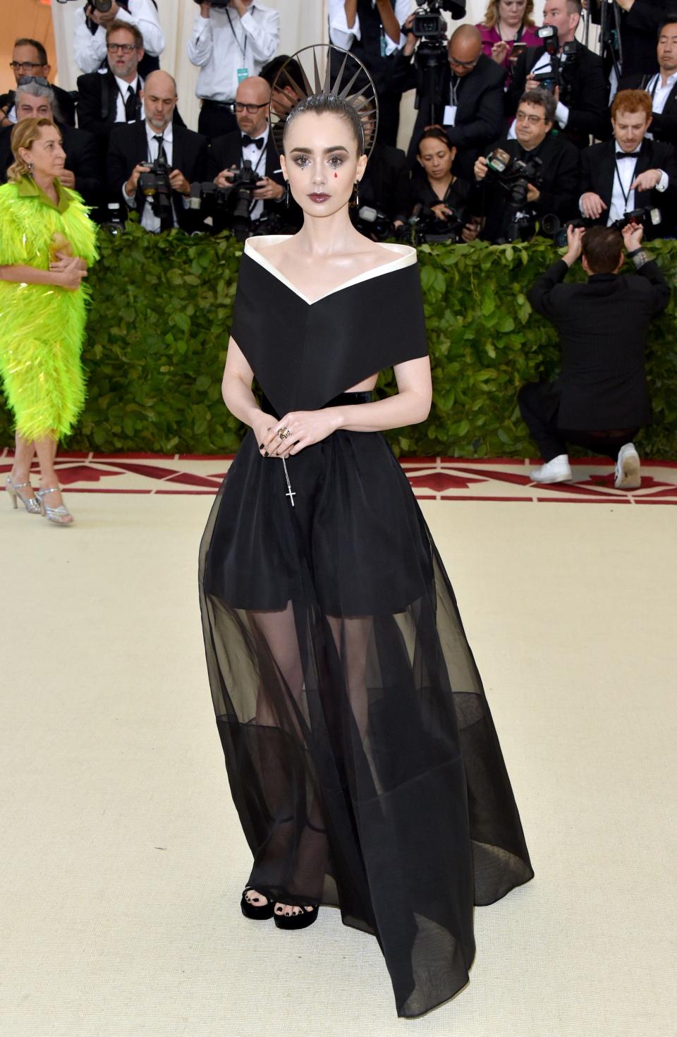 Lily Collins attends the 2018 Met Gala on May 7, 2018.