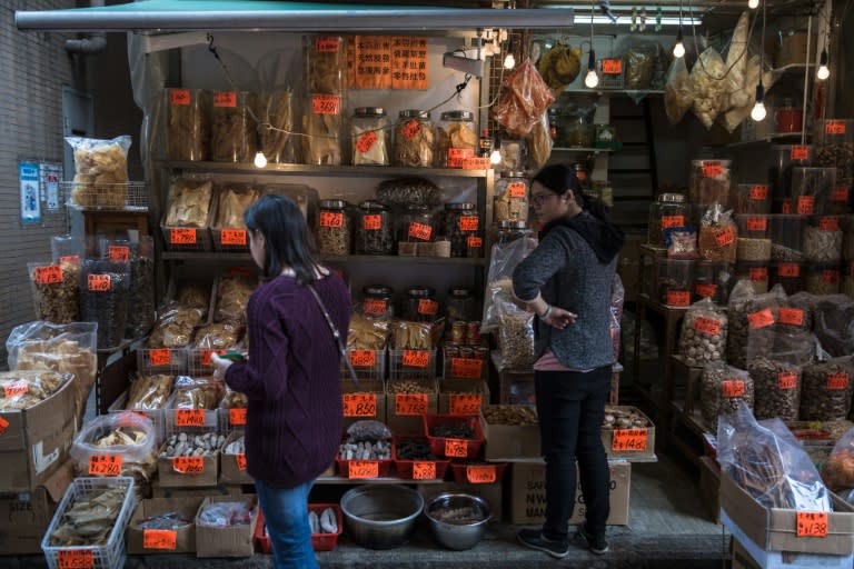 Some shops in Hong Kong's bustling Sheung Wan area sell totoaba swim bladders, or maw