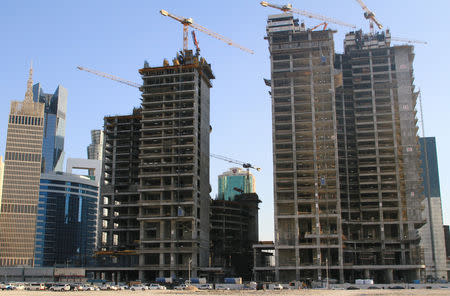 Towers under construction are seen at Al Dafna Area in Doha, Qatar February 5, 2019. Picture taken February 5, 2019. REUTERS/Stringer