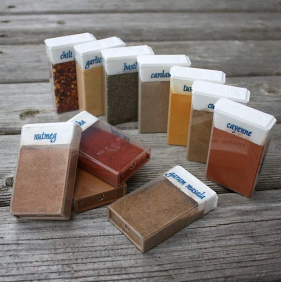 spices in Tic Tac containers