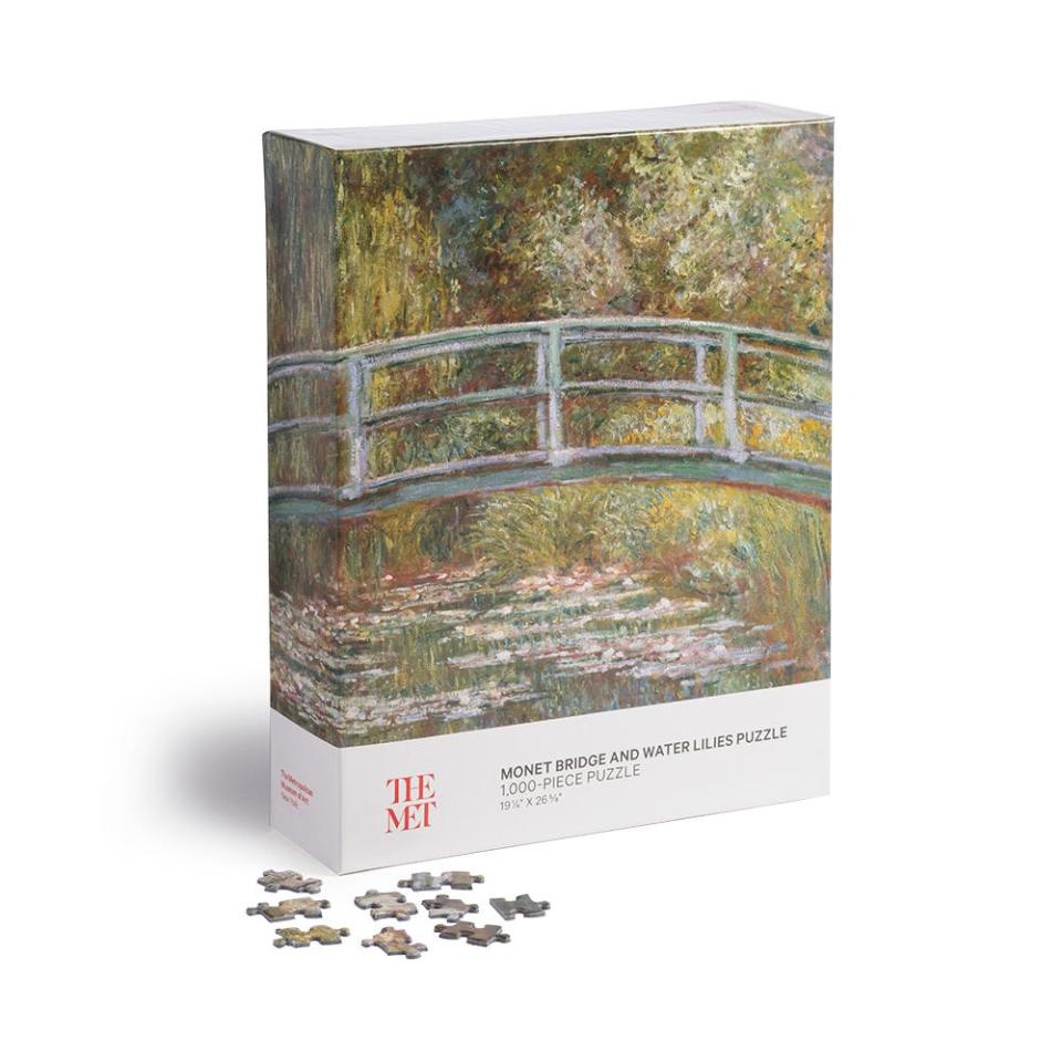 <p><a href="https://store.metmuseum.org/monet-bridge-and-water-lilies-puzzle-80045413" rel="nofollow noopener" target="_blank" data-ylk="slk:Shop Now;elm:context_link;itc:0;sec:content-canvas" class="link ">Shop Now</a></p><p>Monet Bridge and Water Lilies Puzzle</p><p>metmuseum.org</p><p>$24.95</p>