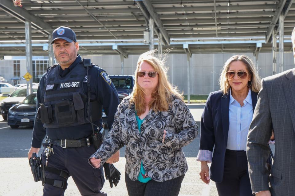Asa Ellerup, wife of Rex Heuermann the accused Gilgo Beach serial killer. arrives at the Arthur M. Cromarty Court Complex in Riverhead, NY for a court appearance for her husband. Dennis A. Clark