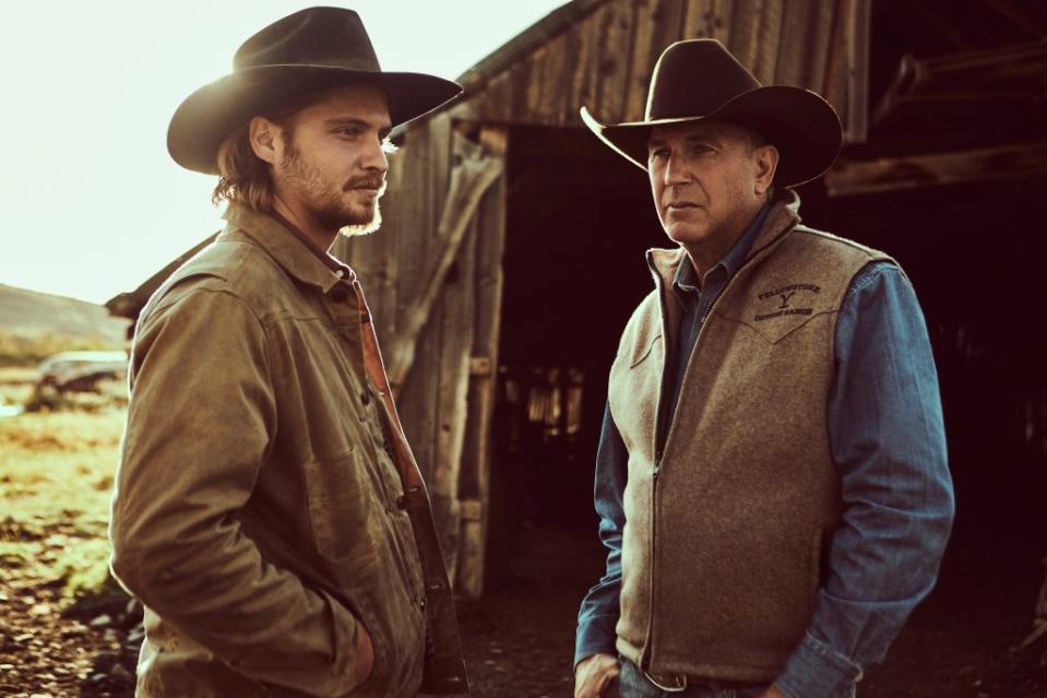 Coster and Grimes as his youngest son, Kayce, in “Yellowstone.” Paramount Network