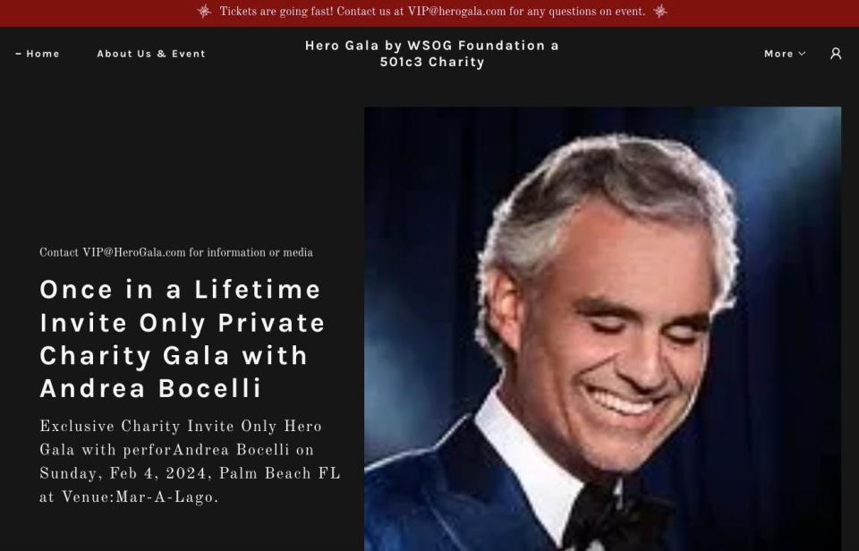 The web page for the Hero Gala by the WSOG Foundation