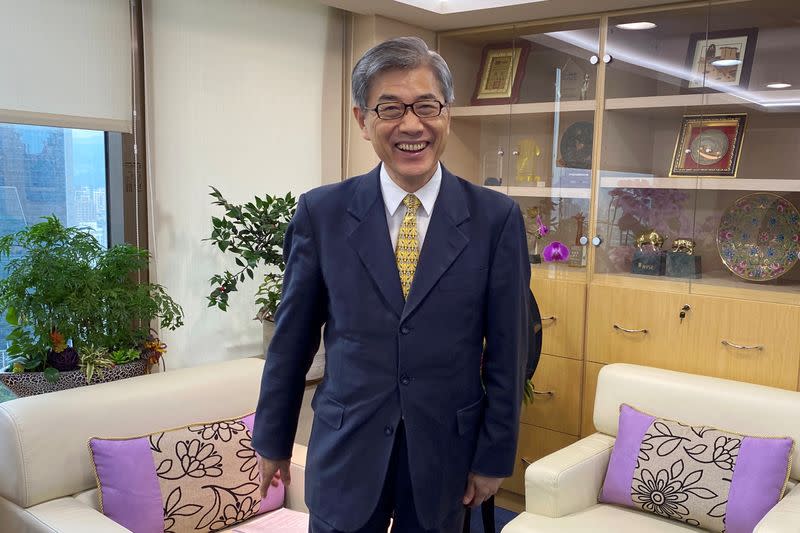 Huang Tien-mu, chairman of Taiwan's FSC, attends an interview in Taipei