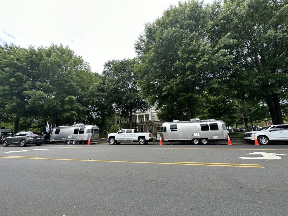 Airstreams gathered around the court square Friday, Saturday and Sunday for the third Shining in Shelby rally.
