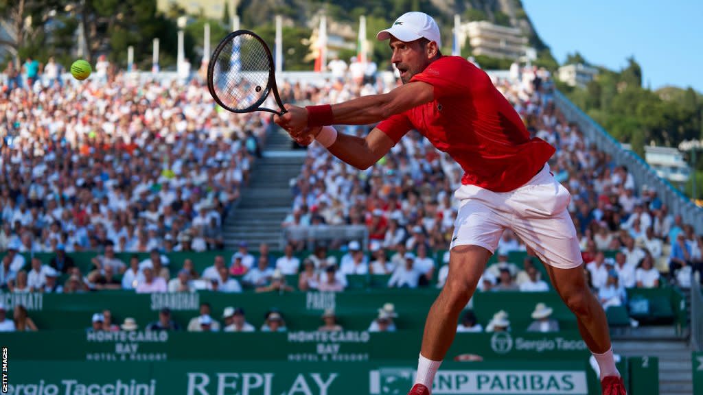 Novak Djokovic in action at the Monte Carlo Masters