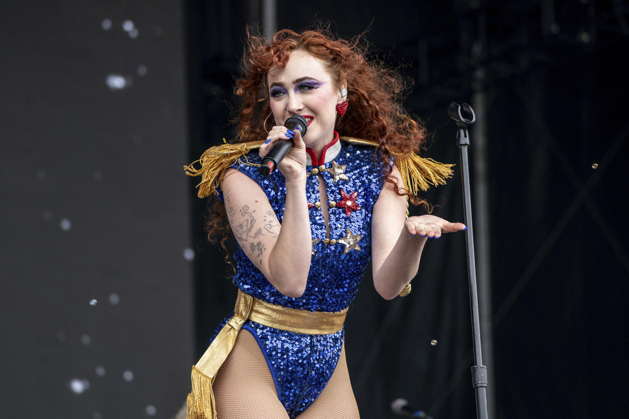 Chappell Roan performs at Outside Lands Music Festival in San Francisco on Aug. 11.