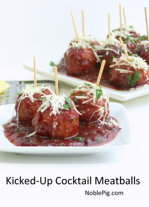 <p>Noble Pig</p><p>A classic version of favorite cocktail-time meatballs, but taken up a notch.</p><p><strong>Get the recipe: <a href="https://noblepig.com/2013/12/kicked-up-classic-cocktail-meatballs/" rel="nofollow noopener" target="_blank" data-ylk="slk:Kicked-Up Classic Cocktail Meatballs;elm:context_link;itc:0;sec:content-canvas" class="link ">Kicked-Up Classic Cocktail Meatballs</a></strong></p>