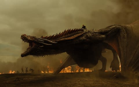 Daenerys astride Drogon - Credit: HBO