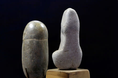 Stones collected and categorised by shape (male genitalia) are seen at the home workshop of stone collector Luigi Lineri in Zevio, near Verona, Italy, June 10, 2016. REUTERS/Alessandro Bianchi