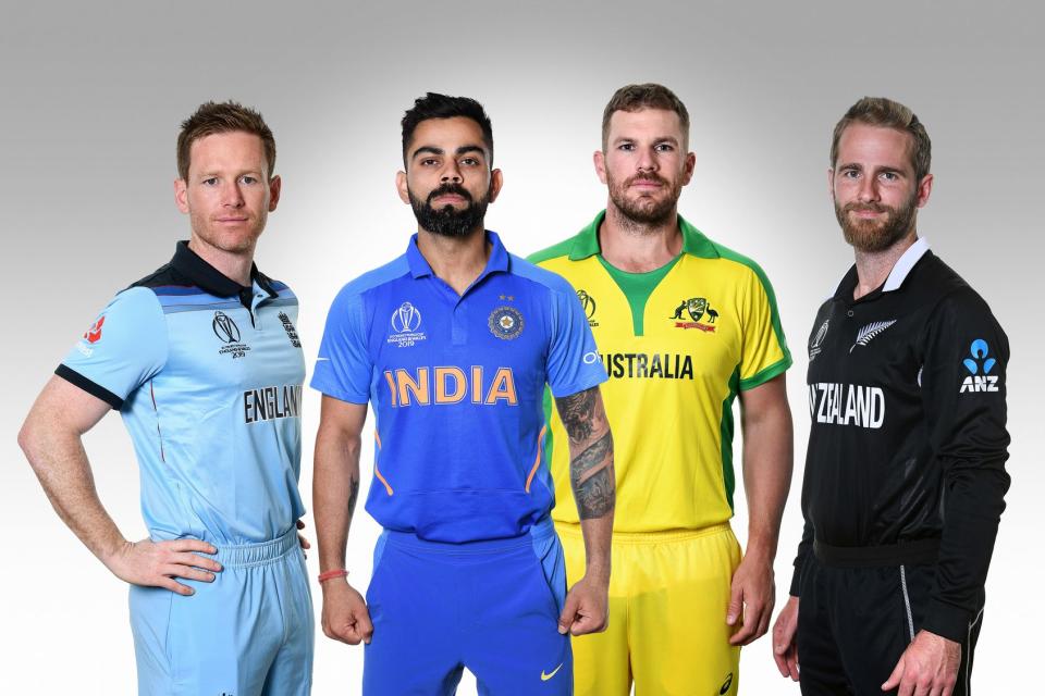 Eoin Morgan, Virat Kohli,  Aaron Finch and Kane Williamson ready to lead their teams into the Cricket World Cup semi-finals.