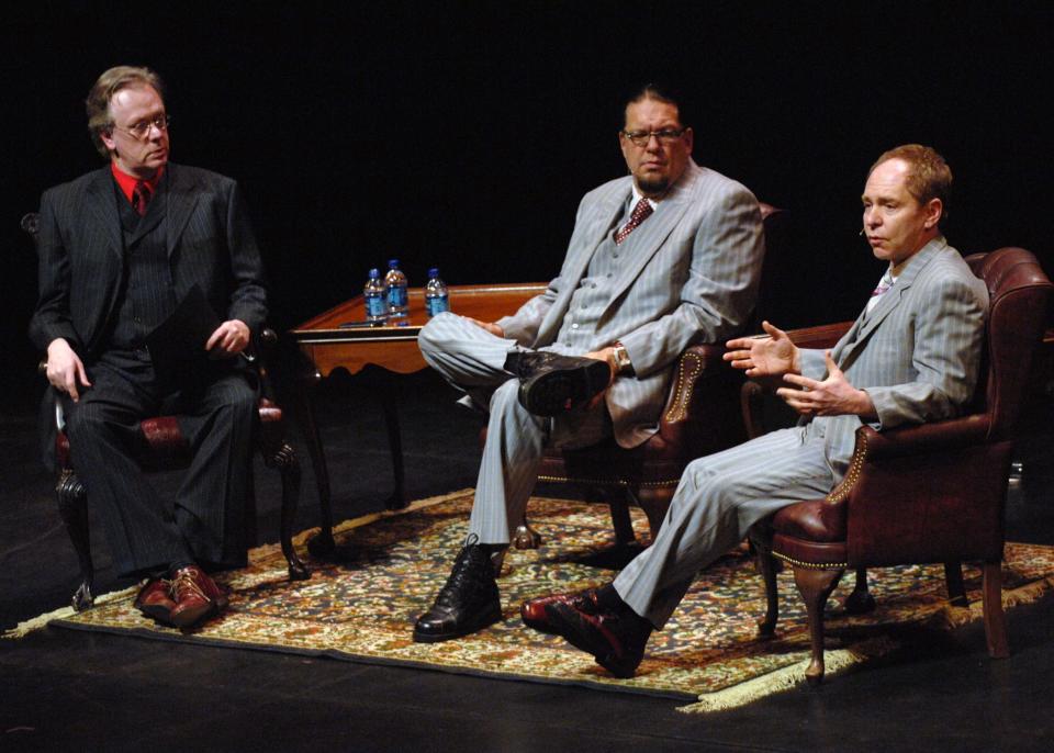 Magicians Penn & Teller at the Shea Center for its Distinguished Lecturer Series.