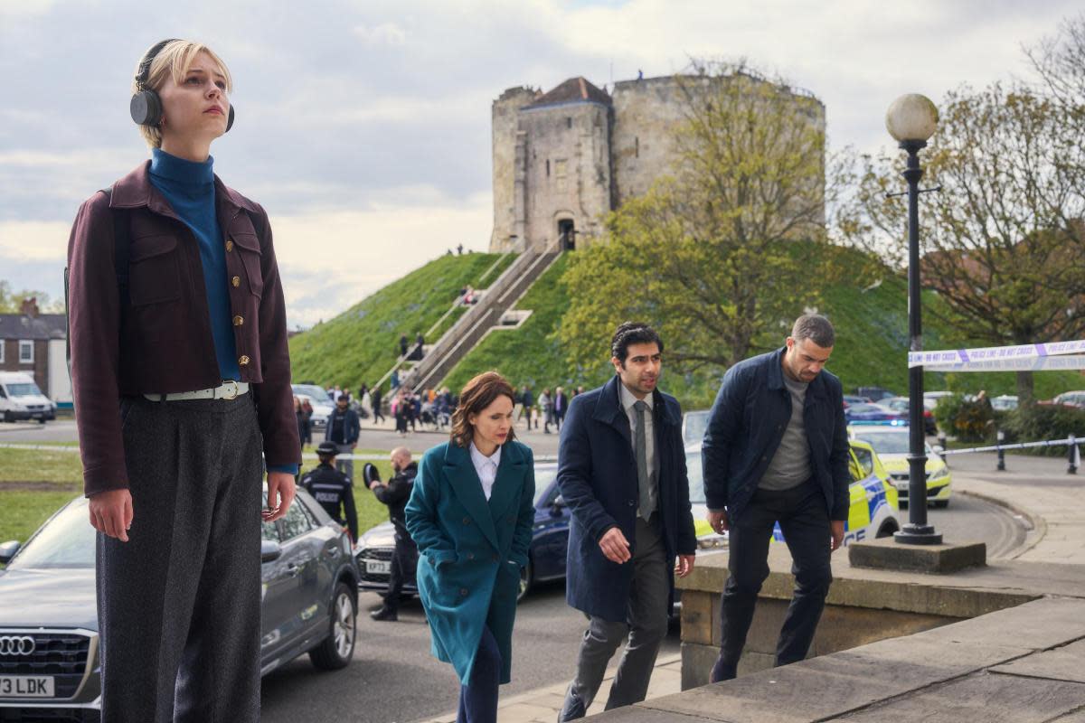 Patience (Ella Maisy Purvis) in York with Bea (Laura Fraser) Will (Ali Ariaie) and Jake (Nathan Welsh) <i>(Image: Supplied)</i>