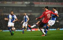 <p>Ibrahimovic tucks home United’s second goal </p>