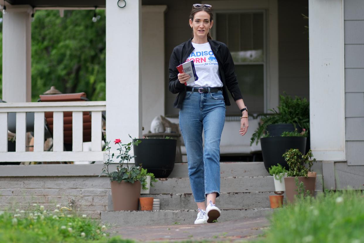 Democratic candidate for Oklahoma's 5th Congressional District Madison Horn campaigns door to door in Oklahoma City.