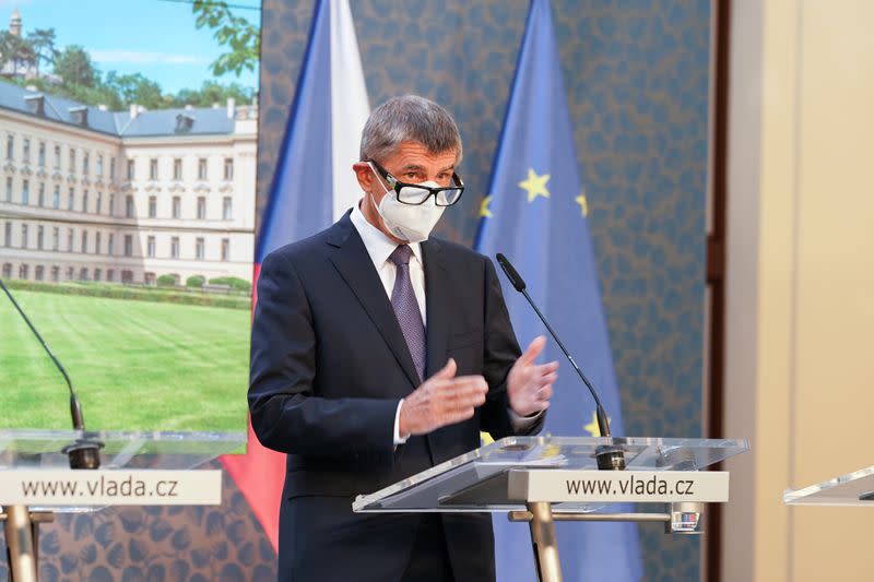 Czech Prime Minister Andrej Babis attends a a news conference in Prague