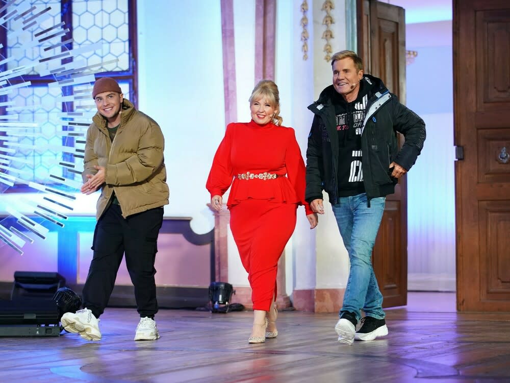 Die Jury bestehend aus Mike Singer (l.), Maite Kelly und Dieter Bohlen (Bild: TVNOW / Stefan Gregorowius)