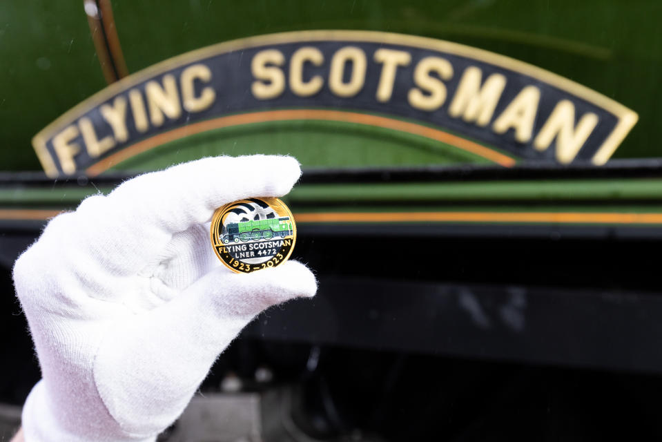 The Flying Scotsman £2 coin will feature a design in vivid colour – the first time for colour to appear on a £2 coin in over 20 years. Photo: James Speakman/PA 